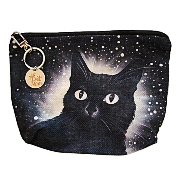 Black Cat Makeup Bag & Keychain NEW - Picture 1 of 2